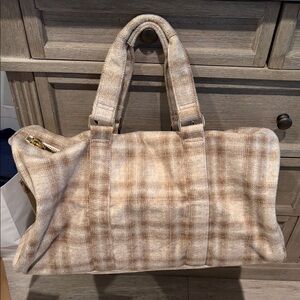 Stoney Clover Lane Beige Plaid Travel Bag